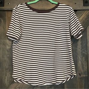 Universal Standard brown and cream striped tee rex